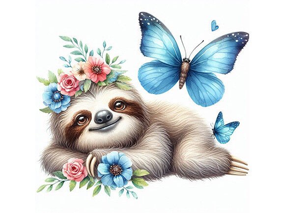 Download Spring Sloth Watercolor - Sloth Collection