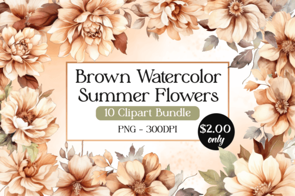 Download Brown Watercolor Summer Flowers Cliparts - Flowers clipart Collection