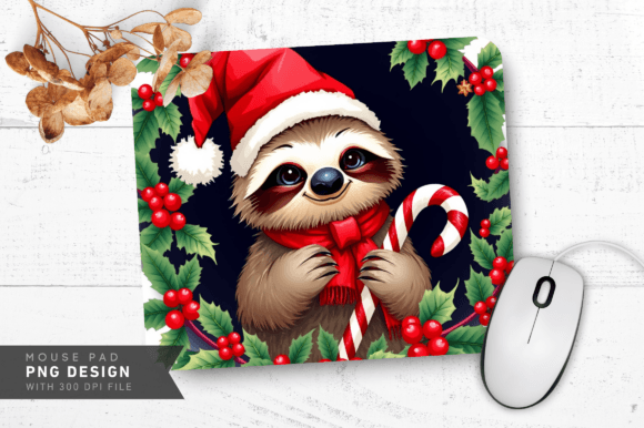 Download Sloth with Red Berries Mousepad Design - Sloth Collection