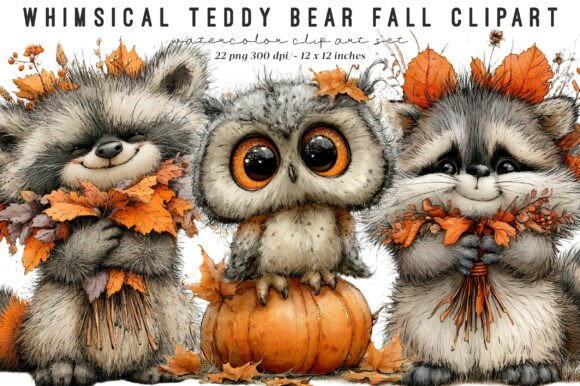 Download Whimsical Teddy Bear Fall Clipart - Fall clipart Collection