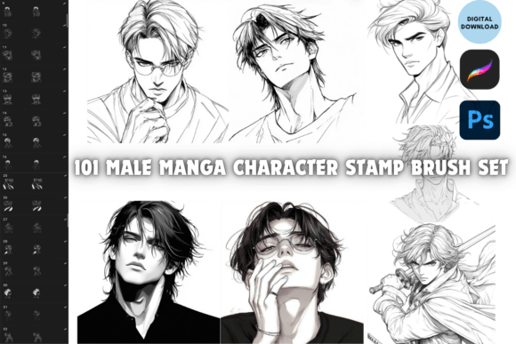 Download Procreate PS Male Character Stamp Brush - Character Collection