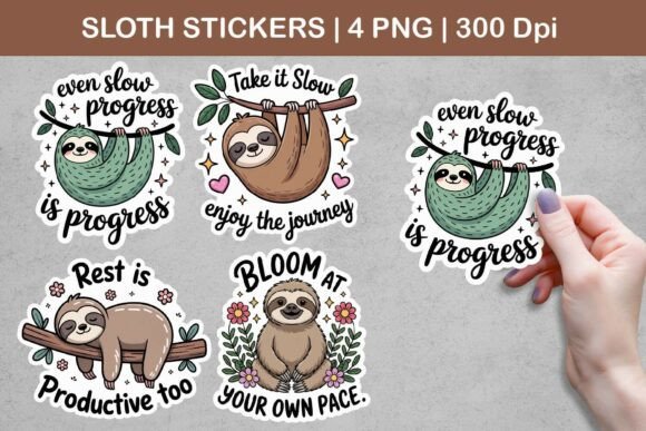 Download Sloth Stickers | Cute Motivational Sloth - Sloth Collection