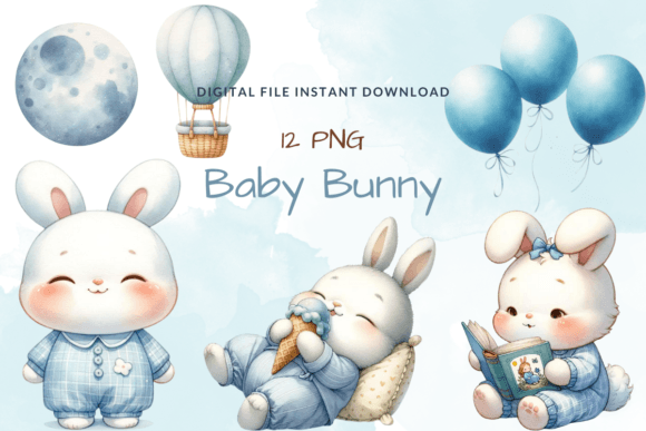 Download Cute Bunny Baby Shower Watercolor - Baby shower Collection
