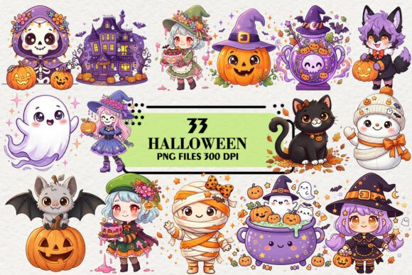 Download Kawaii Purple Halloween Fall Clipart - Fall clipart Collection