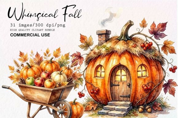 Download Whimsical Fall Clipart Bundle - Fall clipart Collection